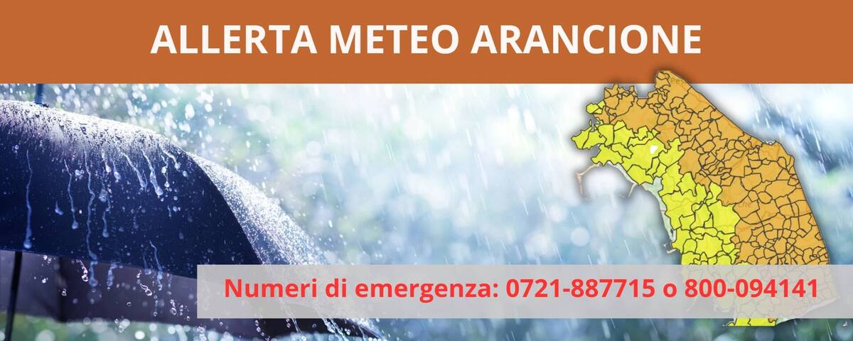 Allerta arancione nelle Marche per giovedì 19 settembre. Per criticità chiamare 0721-887715 e/o 800-094141